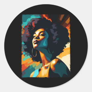 Adesivo Redondo Black History Month Melanin Queen Black Girl Afric