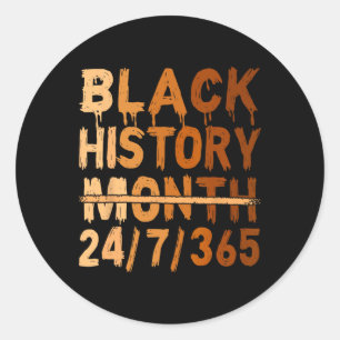 Adesivo Redondo Black History Month Orud Black 24 7 365 Melanin J