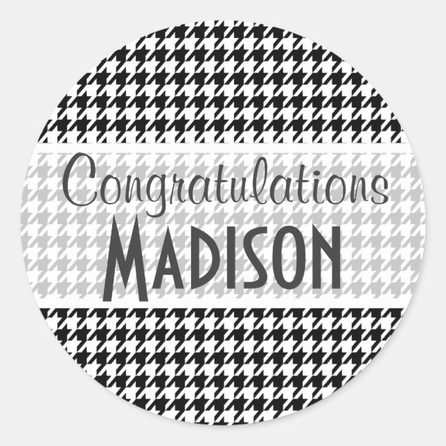 Adesivo Redondo Black Houndstooth (Frente)