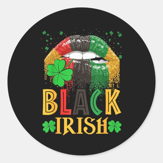 Adesivo Redondo Black Irish Dripng Lips African American St Patric (Frente)