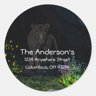 Adesivo Redondo Black Jaguar no Woods Address Labels