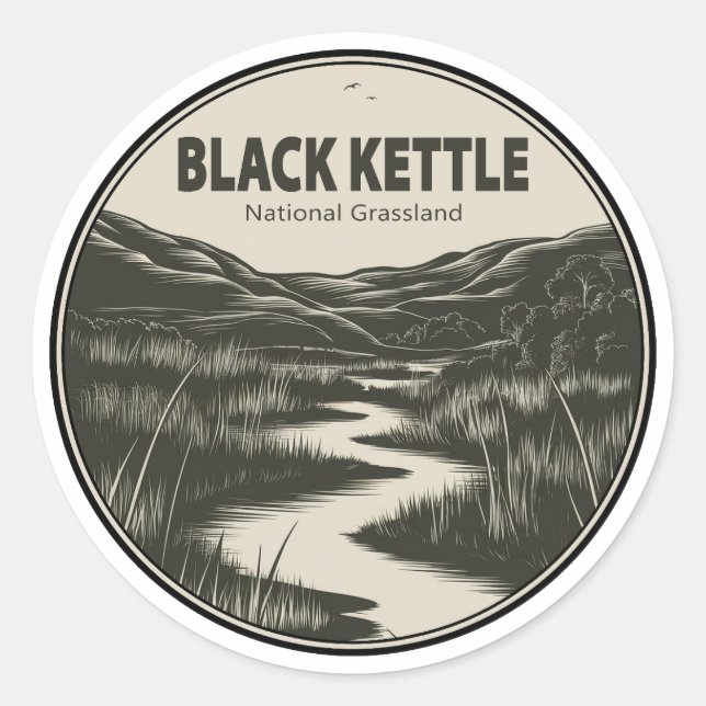 Adesivo Redondo Black Kettle National Grassland Stream (Frente)