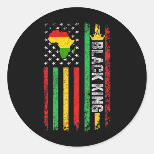 Adesivo Redondo Black King Melanin African American Flag Black You