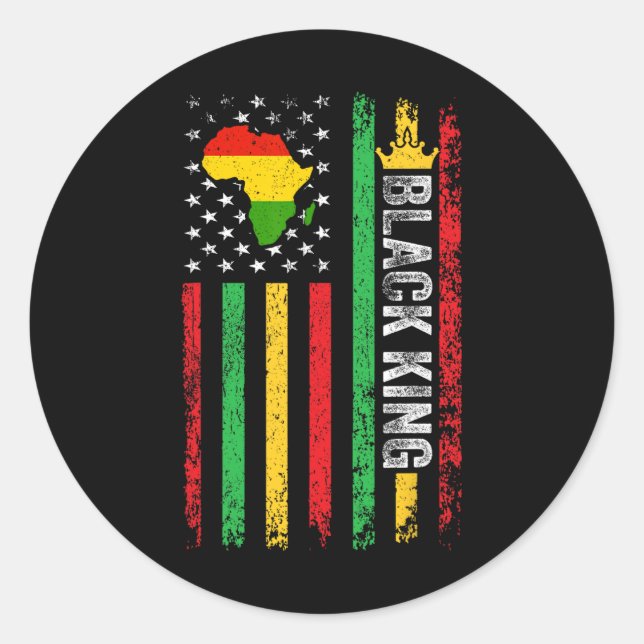 Adesivo Redondo Black King Melanin African American Flag Black You (Frente)