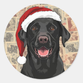 Adesivo Redondo Black lab christmas