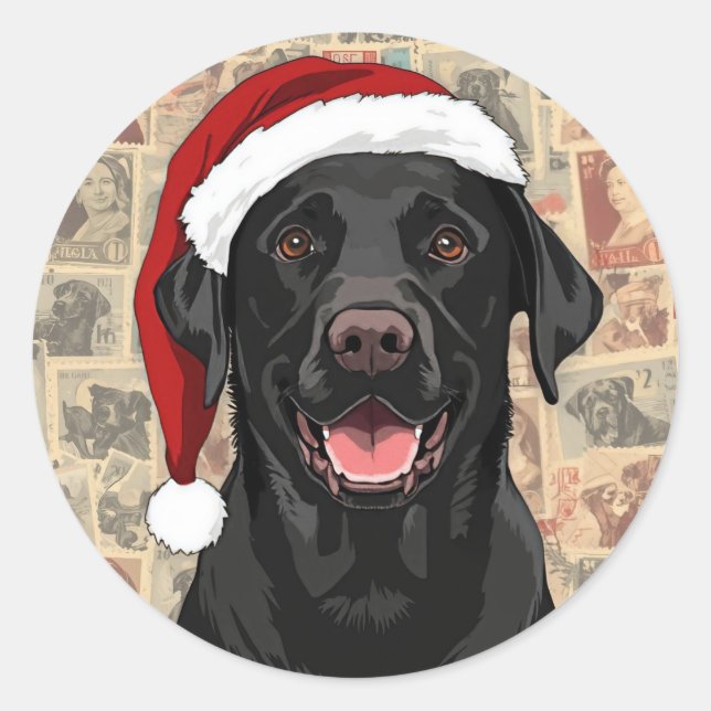 Adesivo Redondo Black lab christmas (Frente)