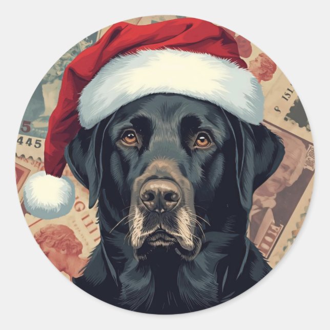 Adesivo Redondo Black lab christmas (Frente)