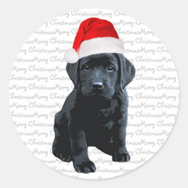Adesivo Redondo Black Lab Feliz Natal Papais noeis Cachorro Labrad