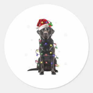 Adesivo Redondo Black Lab Labrador Árvore de Natal Light Pajama Do