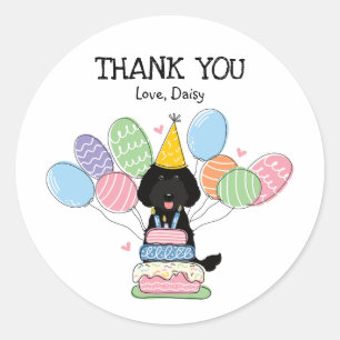 Adesivo Redondo Black Labradoodle Birthday Favor Tags Sticker