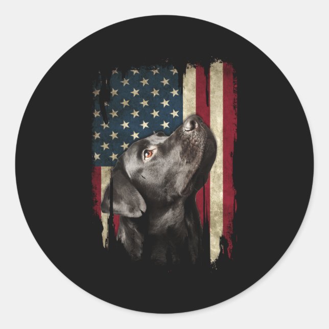 Adesivo Redondo Black Labrador Usa Flag Owner Duck Hunter (Frente)