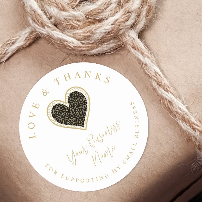 Adesivo Redondo Black Lace Effect Heart Love & Thanks Supporting  (Criador carregado)