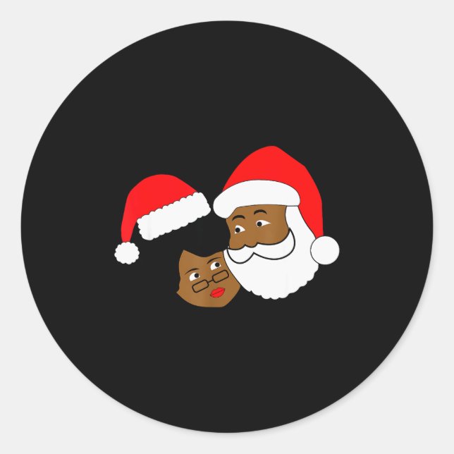 Adesivo Redondo Black Loving Santa Claus And Mrs. Claus Ethnic Chr (Frente)