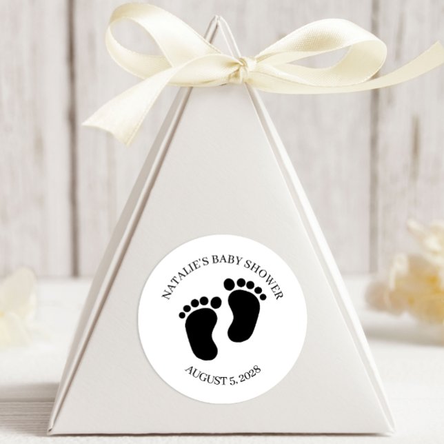 Adesivo Redondo Black Modern Simple Script Baby Shower (Criador carregado)