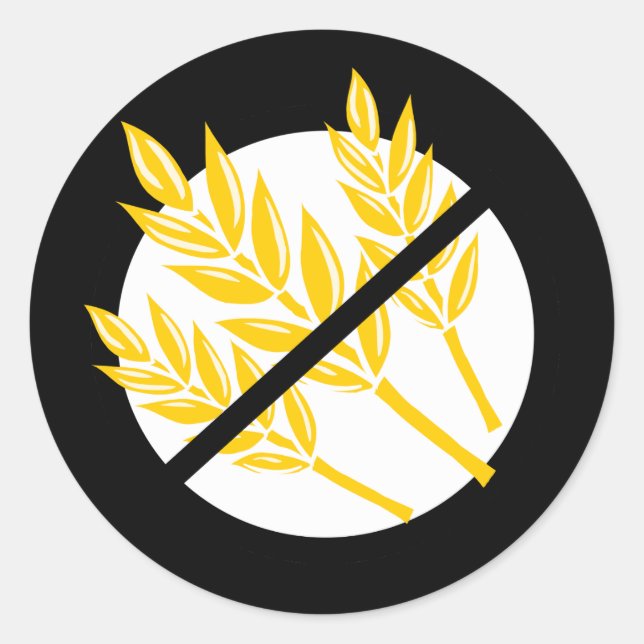 Adesivo Redondo Black No Gluten Símbolo No What (Frente)