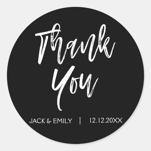 Adesivo Redondo Black Obrigado Envelope Seal (Frente)