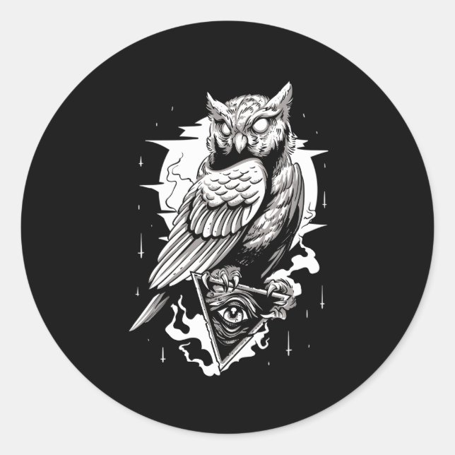 Adesivo Redondo Black Owl Illuminati (Frente)