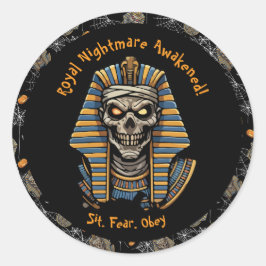 Adesivo Redondo 🖤 Black Pharaoh Mummy Stickers 🎃 👑