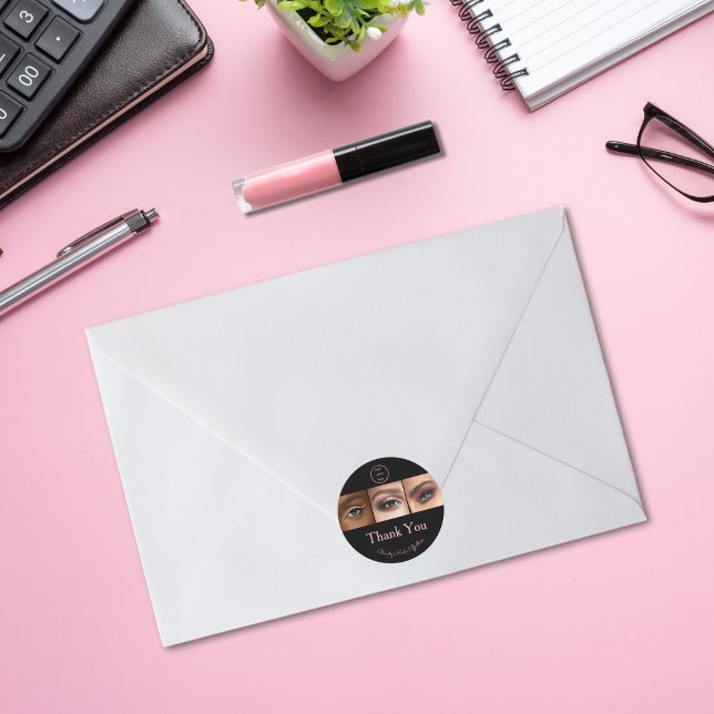 Adesivo Redondo Black Pink Script Logo Photo Makeup Thank You (Criador carregado)