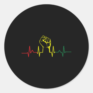 Adesivo Redondo Black Power Fist Heart beat African American Pride