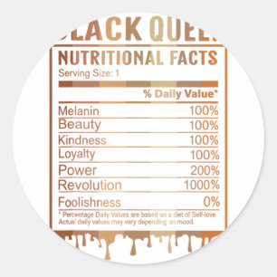 Adesivo Redondo Black Queen Nutrition Facts Black History Mês 20