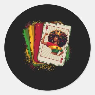 Adesivo Redondo Black Queen Of Hearts Card Deck Game - Preto Ortod