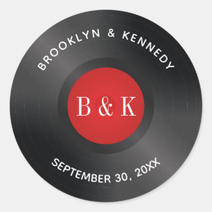 Adesivo Redondo Black Red Rock E Roll Monograma Nome Vinil