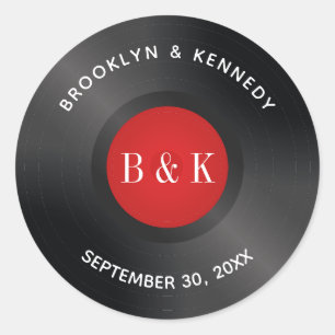 Adesivo Redondo Black Red Rock E Roll Monograma Nome Vinil