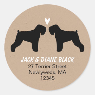 Adesivo Redondo Black Russian Terrier Silhouettes Endereço de devo