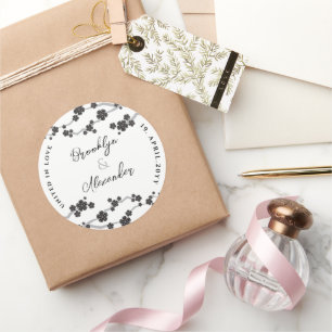 Adesivo Redondo Black Sakura Cherry Blossoms Moderno Casamento Asi