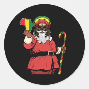 Adesivo Redondo Black Santa Claus Rasta Horrível Natal Rastafarian