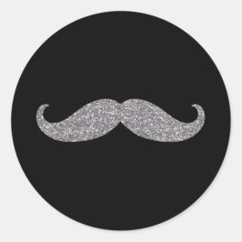 Adesivo Redondo Black Silver Glitz Mustache