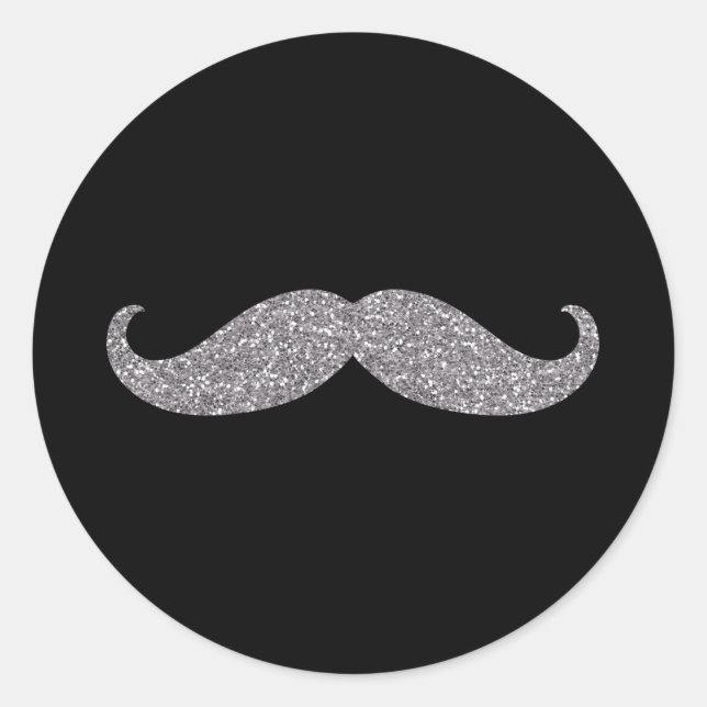 Adesivo Redondo Black Silver Glitz Mustache (Frente)