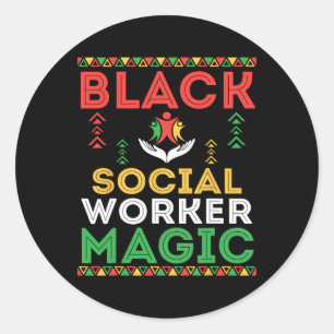 Adesivo Redondo Black Social Worker Magic African Pride Black Hist