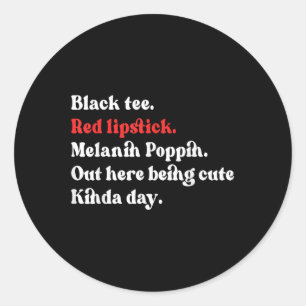 Adesivo Redondo Black Tee Red Lipstick Melanin Brown Skin Black Hi