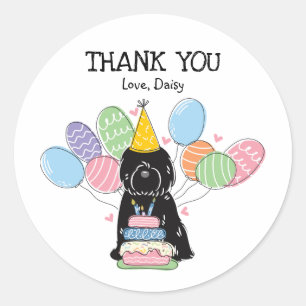 Adesivo Redondo Black Tibetan Terrier Birthday Favor Tags Sticker
