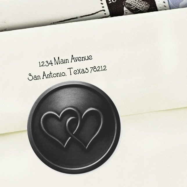 Adesivo Redondo Black Two Hearts Intertwined Wedding (Criador carregado)