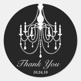 Adesivo Redondo Black White Chandelier Obrigado
