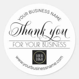 Adesivo Redondo Black White da Business Obrigado | adicionar LOGOT