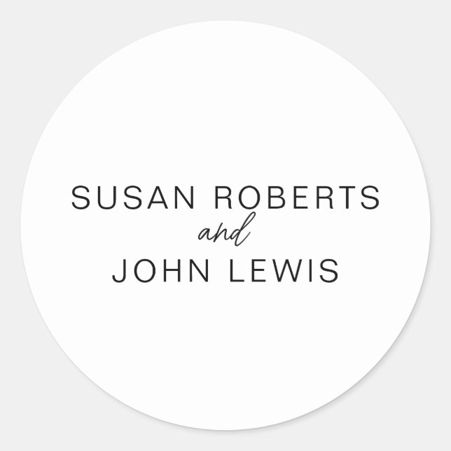 Adesivo Redondo Black & White Modern Wedding  Classic Round Sticke (Frente)