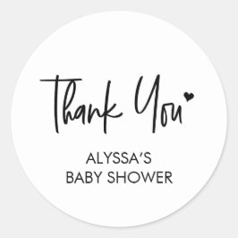 Adesivo Redondo Black white Neutral Modern Baby shower Thank you