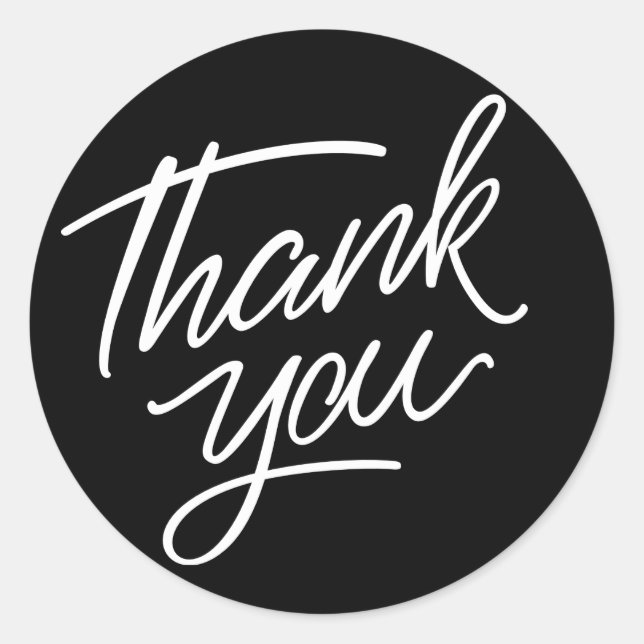 Adesivo Redondo Black White, Obrigado, Chá de panela de casamento (Frente)