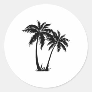 Adesivo Redondo Black White Palm Trees Summer Sun Beach Homens