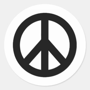 Adesivo Redondo Black White Peace Sign Symbol