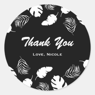 Adesivo Redondo Black & White Tropical deixa o partido chic legant