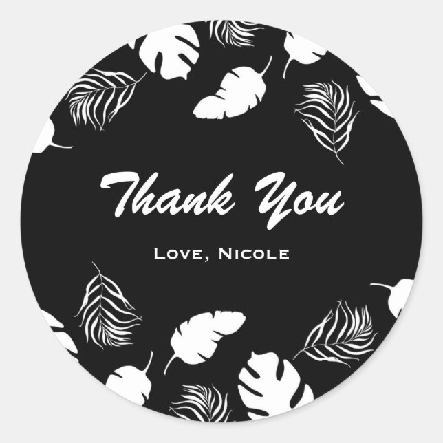 Adesivo Redondo Black & White Tropical deixa o partido chic legant (Frente)