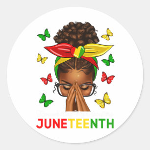 Adesivo Redondo Black Women Afro Messy Bun Celebra 18 de junho
