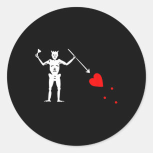 Adesivo Redondo Blackbeard Pirate Flag Jolly Roger Skeleton Hallow