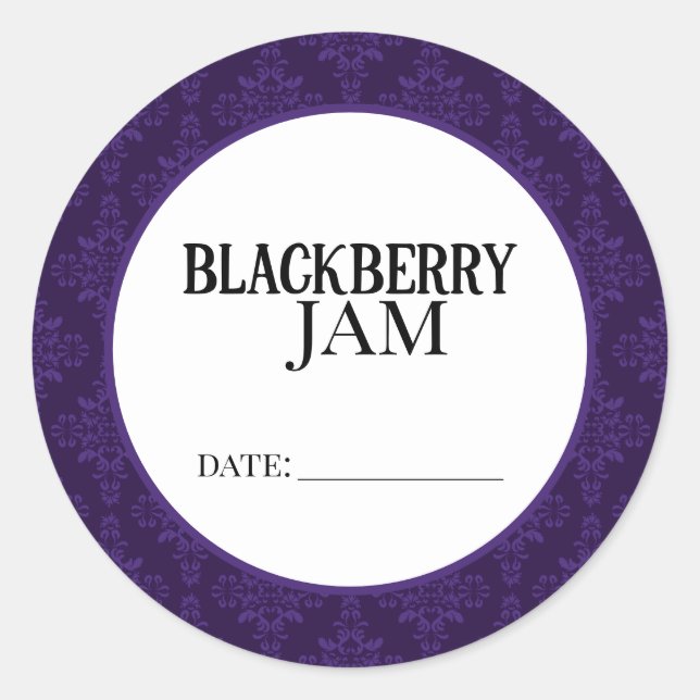 Adesivo Redondo Blackberry Jam Canning Lid Labels (Frente)