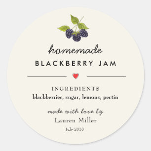 Adesivo Redondo Blackberry Jam Jar Homemade Modern
